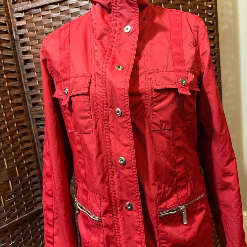 CAbi Red Utility Jacket with Zip Pockets